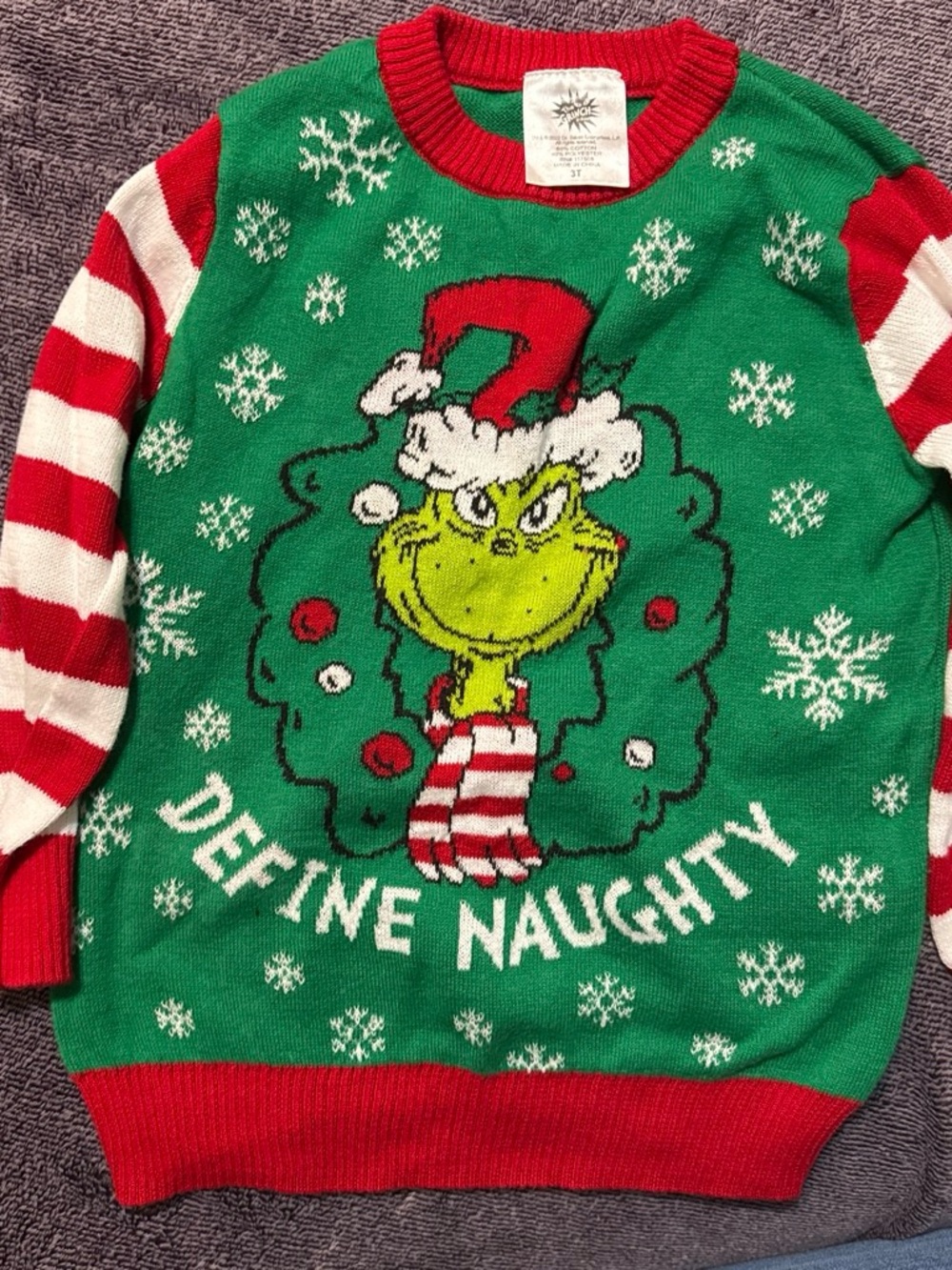Grinch 'Define Naughty' Holiday Sweater - Green & Red
